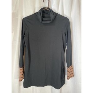 Marleylilly Women size small Black Long Sleeve Turtleneck striped on sleeve